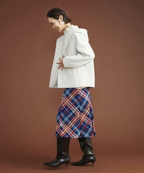 MICHEL KLEIN / ミッシェルクラン ロング・マキシ丈スカート | ネオンチェックフレアスカート（オリジナルプリント） | 詳細25