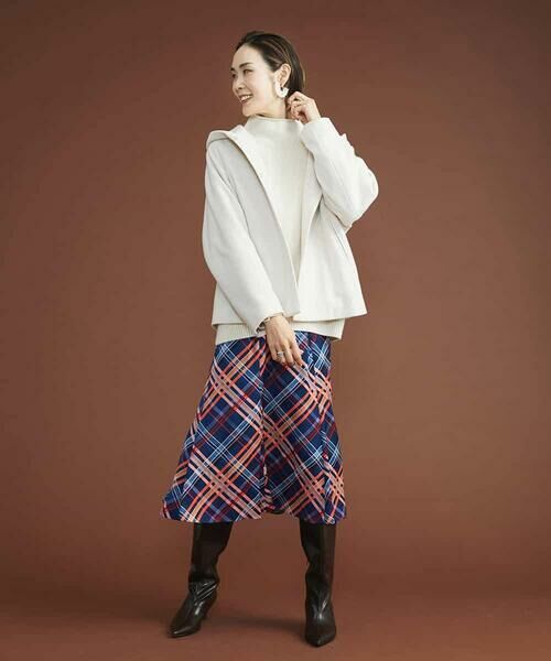 MICHEL KLEIN / ミッシェルクラン ロング・マキシ丈スカート | ネオンチェックフレアスカート（オリジナルプリント） | 詳細26