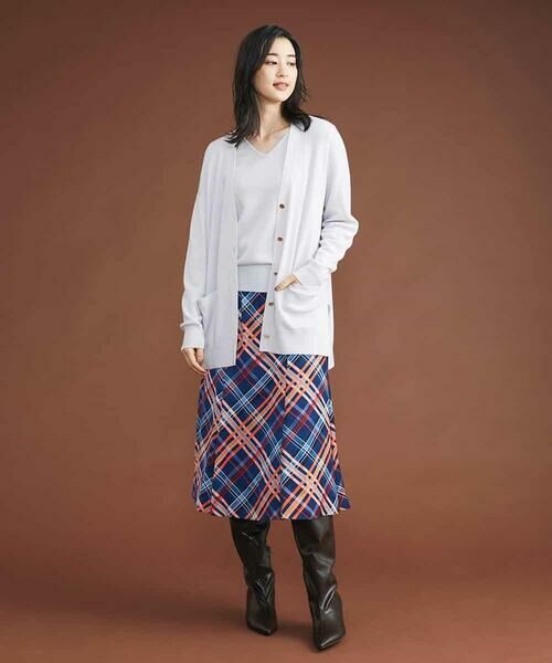 MICHEL KLEIN / ミッシェルクラン ロング・マキシ丈スカート | ネオンチェックフレアスカート（オリジナルプリント） | 詳細28