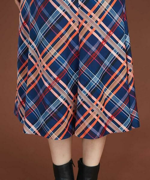 MICHEL KLEIN / ミッシェルクラン ロング・マキシ丈スカート | ネオンチェックフレアスカート（オリジナルプリント） | 詳細7