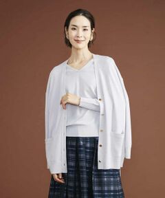 MICHEL KLEIN / ミッシェルクラン カーディガン・ボレロ | Vネックロングウールカーディガン（アンサンブル対応）