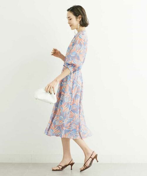 MICHEL KLEIN / ミッシェルクラン ロング・マキシ丈ワンピース | [メディア着用]カモフラージュリーフプリントワンピース | 詳細3