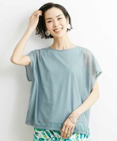 MICHEL KLEIN / ミッシェルクラン カットソー | [夏の1枚着におすすめ]フレンチスリーブシアーカットソー