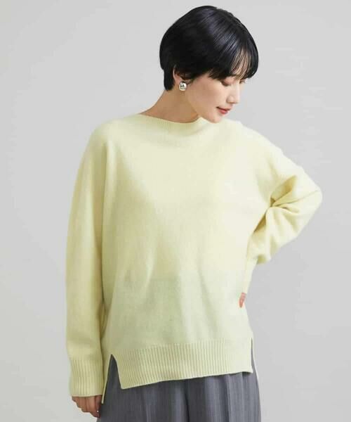 MICHEL KLEIN / ミッシェルクラン ニット・セーター | ［定番素材］ホールガーメント(R)サイドスリットデザインニット（ライトイエロー(20)）