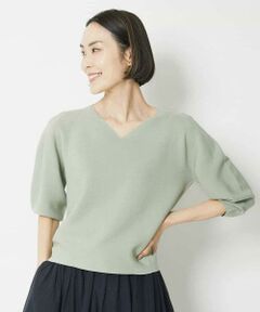 MICHEL KLEIN / ミッシェルクラン ニット・セーター | [1枚着としておすすめ]ホールガーメント(R)Vネックボリュームスリーブニット