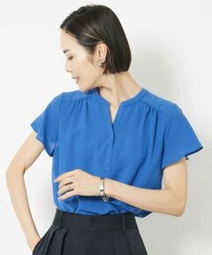 MICHEL KLEIN / ミッシェルクラン シャツ・ブラウス | ［定番素材］キーネックポプリンブラウス