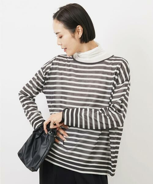 MICHEL KLEIN / ミッシェルクラン ニット・セーター | シアーボーダーニット(WEB限定カラー) | 詳細1