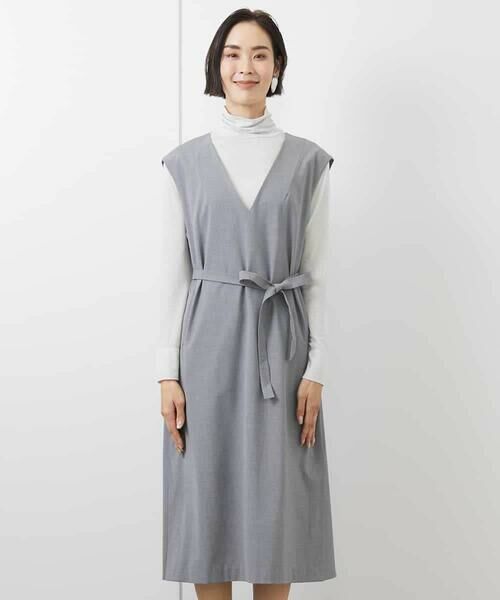 MICHEL KLEIN / ミッシェルクラン ロング・マキシ丈ワンピース | ［機能性素材］Vネックミルドワンピース(WEB限定カラーあり) | 詳細13