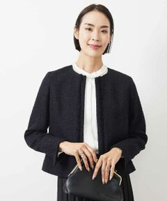 MICEL KLEIN  ミッシェルクラン　♡ ノーカラージャケット♡ ブラック MK MICHEL KLEIN（MK ミッシェルクラン）のノーカラージャケット