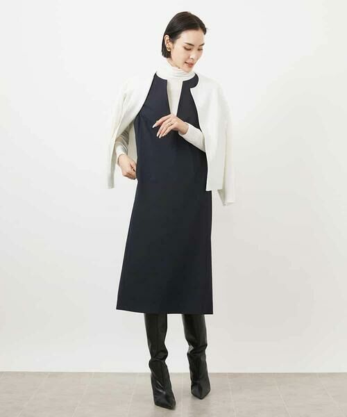 MICHEL KLEIN / ミッシェルクラン ロング・マキシ丈ワンピース | キーネックノースリーブワンピース(セットアップ対応) | 詳細6