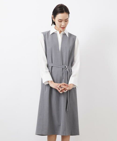 MICHEL KLEIN / ミッシェルクラン ロング・マキシ丈ワンピース | キーネックノースリーブワンピース(セットアップ対応) | 詳細8