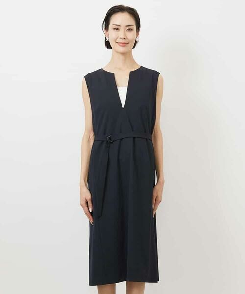 MICHEL KLEIN / ミッシェルクラン ロング・マキシ丈ワンピース | キーネックノースリーブワンピース(セットアップ対応) | 詳細9