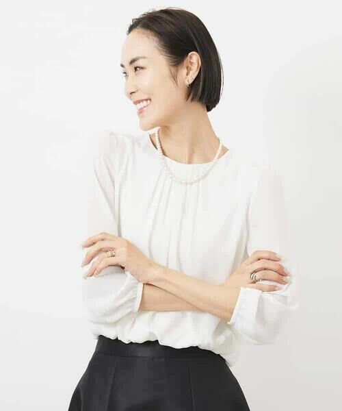 MICHEL KLEIN / ミッシェルクラン カットソー | [インナーにおすすめ]プリーツデザインブラウソー | 詳細1