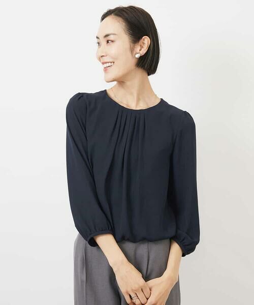 MICHEL KLEIN / ミッシェルクラン カットソー | [インナーにおすすめ]プリーツデザインブラウソー | 詳細13