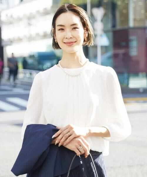 MICHEL KLEIN / ミッシェルクラン カットソー | [インナーにおすすめ]プリーツデザインブラウソー | 詳細6