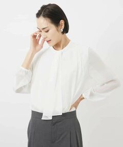 MICHEL KLEIN / ミッシェルクラン カットソー | [インナーにおすすめ]ボウタイ付き2WAYブラウソ—