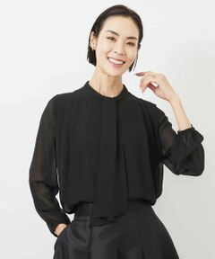 MICHEL KLEIN / ミッシェルクラン カットソー | [インナーにおすすめ]ボウタイ付き2WAYブラウソ—