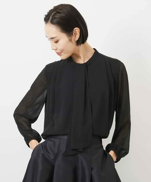 MICHEL KLEIN / ミッシェルクラン カットソー | [インナーにおすすめ]ボウタイ付き2WAYブラウソ— | 詳細19