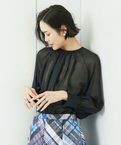 MICHEL KLEIN / ミッシェルクラン シャツ・ブラウス | ボリュームスリーブシアーブラウス(WEB限定カラーあり)