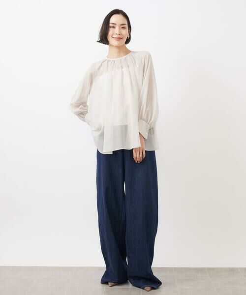 MICHEL KLEIN / ミッシェルクラン シャツ・ブラウス | ボリュームスリーブシアーブラウス(WEB限定カラーあり) | 詳細11