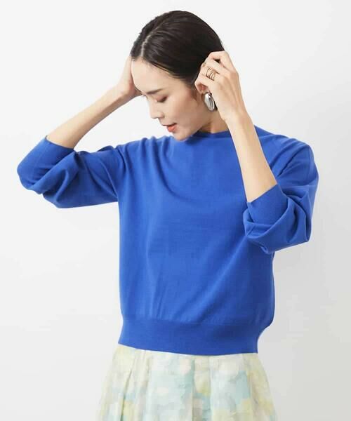 MICHEL KLEIN/ミッシェルクラン ホールガーメント(R)ボトルネックニット ブルー M MICHEL KLEIN/ミッシェルクラン ホールガーメント(R)ボトルネックニット ブルー M