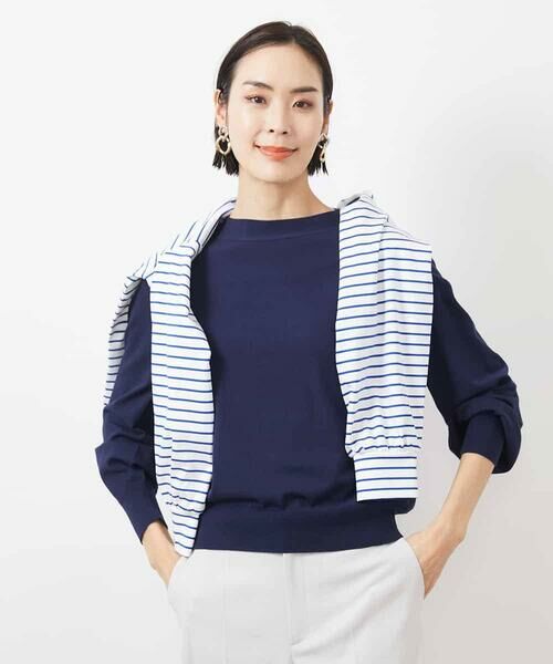 MICHEL KLEIN/ミッシェルクラン ホールガーメント(R)ボトルネックニット ネイビー M MICHEL KLEIN/ミッシェルクラン ホールガーメント(R)ボトルネックニット ネイビー M