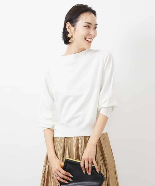 MICHEL KLEIN/ミッシェルクラン ホールガーメント(R)ボトルネックニット ホワイト L MICHEL KLEIN/ミッシェルクラン ホールガーメント(R)ボトルネックニット ホワイト L