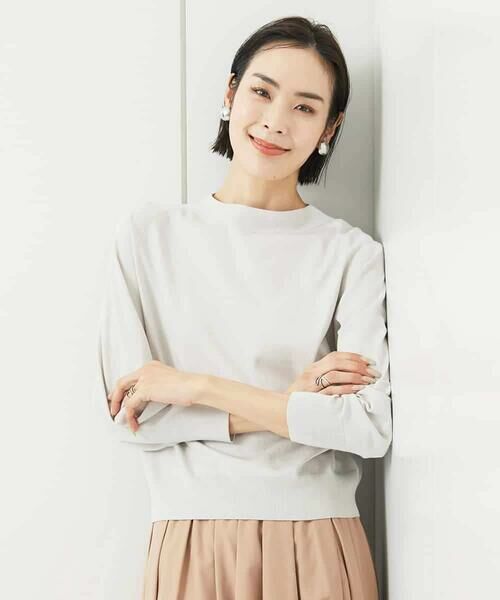 MICHEL KLEIN/ミッシェルクラン ホールガーメント(R)ボトルネックニット ライトグレー L MICHEL KLEIN/ミッシェルクラン ホールガーメント(R)ボトルネックニット ライトグレー L