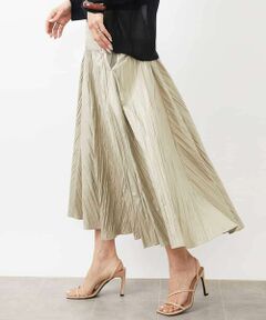 MICHEL KLEIN / ミッシェルクラン ロング・マキシ丈スカート | ［セットアップ対応］クラッシュレザーライクフレアスカート