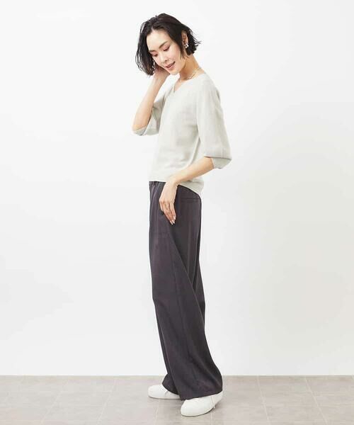 MICHEL KLEIN / ミッシェルクラン チノ・ワークパンツ | ストレッチツイルワイドパンツ | 詳細3