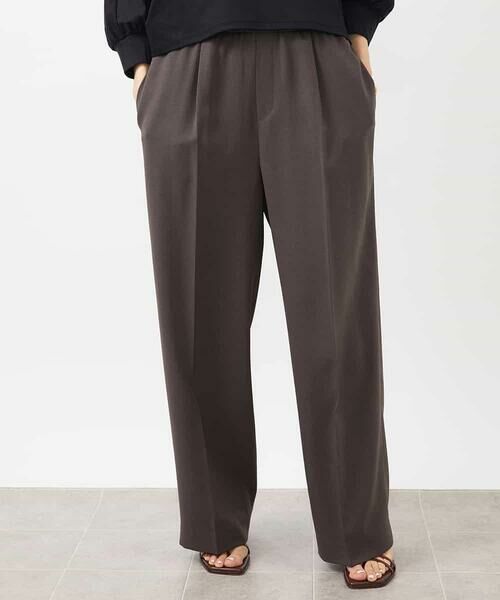 MICHEL KLEIN/ミッシェルクラン ストレッチツイルワイドパンツ ダークグレー M MICHEL KLEIN/ミッシェルクラン ストレッチツイルワイドパンツ ダークグレー M