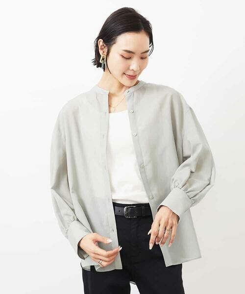 MICHEL KLEIN / ミッシェルクラン シャツ・ブラウス | シアーボリュームスリーブブラウス | 詳細1