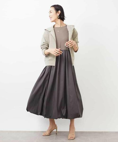 MICHEL KLEIN/ミッシェルクラン ドッキングバルーンワンピース ブラウン L MICHEL KLEIN/ミッシェルクラン ドッキングバルーンワンピース ブラウン L