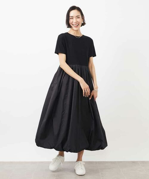 MICHEL KLEIN/ミッシェルクラン ドッキングバルーンワンピース ブラック L MICHEL KLEIN/ミッシェルクラン ドッキングバルーンワンピース ブラック L