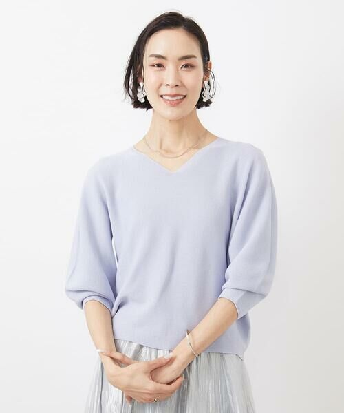 MICHEL KLEIN / ミッシェルクラン ニット・セーター | [WEB限定カラー]ホールガーメント(R)Vネックボリュームスリーブニット | 詳細1