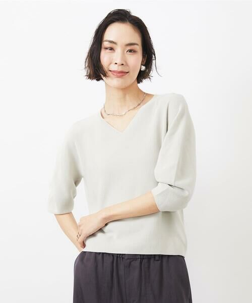 MICHEL KLEIN / ミッシェルクラン ニット・セーター | [WEB限定カラー]ホールガーメント(R)Vネックボリュームスリーブニット | 詳細7