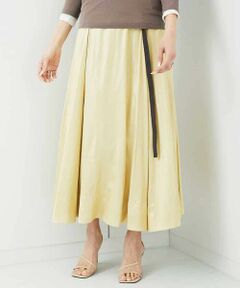 MICHEL KLEIN / ミッシェルクラン ロング・マキシ丈スカート | レザーライクサテンフレアスカート