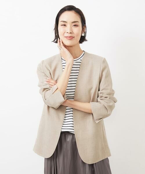 MICHEL KLEIN / ミッシェルクラン ノーカラージャケット | ノーカラーリラクシージャケット | 詳細1