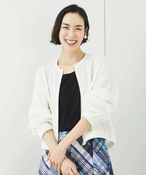 MICHEL KLEIN / ミッシェルクラン ノーカラージャケット | シアーメッシュダンボールブルゾン | 詳細1