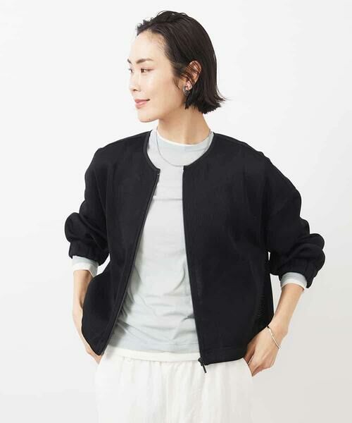 MICHEL KLEIN / ミッシェルクラン ノーカラージャケット | シアーメッシュダンボールブルゾン | 詳細10