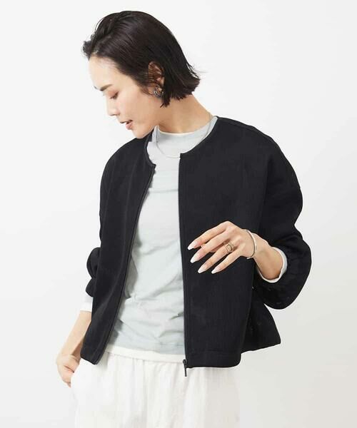 MICHEL KLEIN / ミッシェルクラン ノーカラージャケット | シアーメッシュダンボールブルゾン | 詳細11