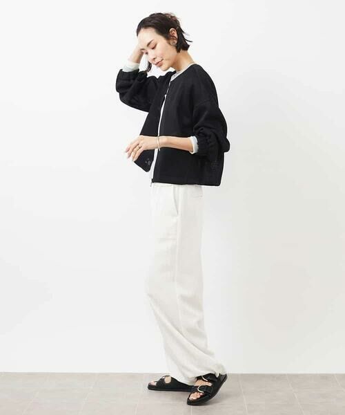 MICHEL KLEIN / ミッシェルクラン ノーカラージャケット | シアーメッシュダンボールブルゾン | 詳細14