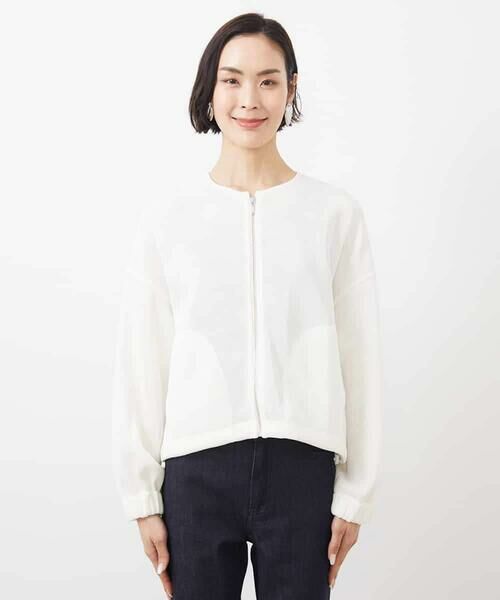 MICHEL KLEIN / ミッシェルクラン ノーカラージャケット | シアーメッシュダンボールブルゾン | 詳細15