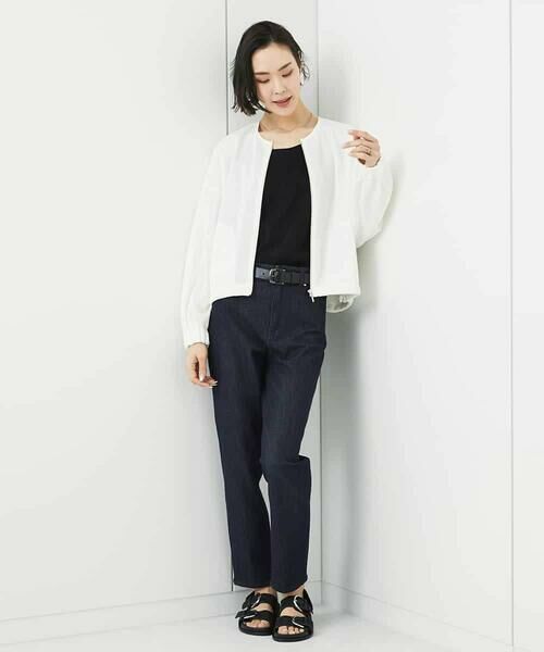 MICHEL KLEIN / ミッシェルクラン ノーカラージャケット | シアーメッシュダンボールブルゾン | 詳細6