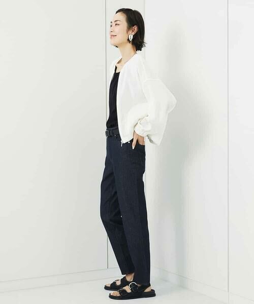 MICHEL KLEIN / ミッシェルクラン ノーカラージャケット | シアーメッシュダンボールブルゾン | 詳細7