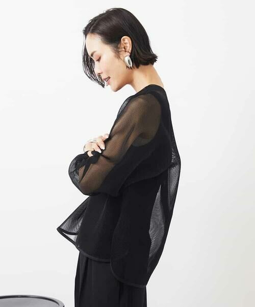 MICHEL KLEIN/ミッシェルクラン シアーメッシュプルオーバー ブラック M MICHEL KLEIN/ミッシェルクラン シアーメッシュプルオーバー ブラック M