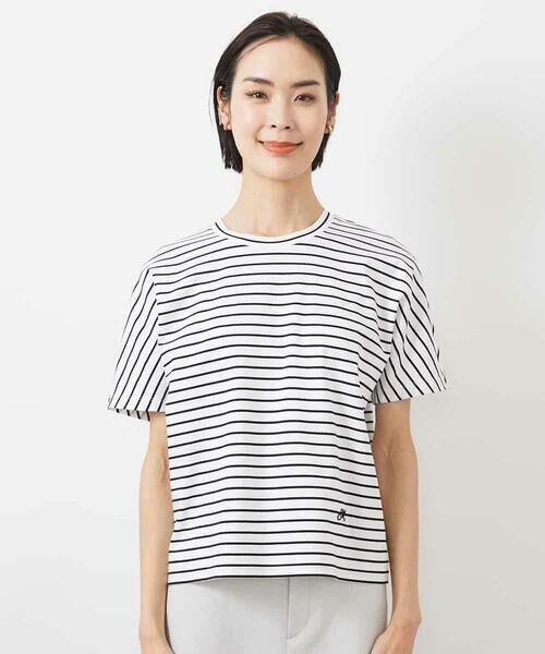 MICHEL KLEIN / ミッシェルクラン カットソー | ワンポイント刺繍ボーダーTシャツ | 詳細10