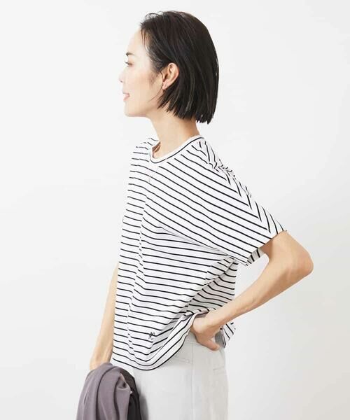 MICHEL KLEIN / ミッシェルクラン カットソー | ワンポイント刺繍ボーダーTシャツ | 詳細2