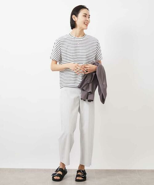 MICHEL KLEIN / ミッシェルクラン カットソー | ワンポイント刺繍ボーダーTシャツ | 詳細3