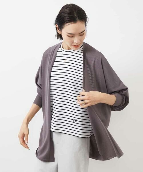 MICHEL KLEIN / ミッシェルクラン カットソー | ワンポイント刺繍ボーダーTシャツ | 詳細6